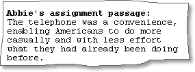 Abbie's assignment passage